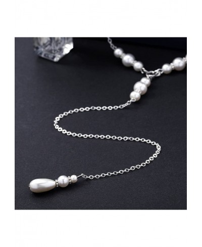 Back Necklace Pearl Silver Backdrop Necklace Short Necklace Choker Body Chain Jewelry for Women and Girls Bridal Jewelry $13....