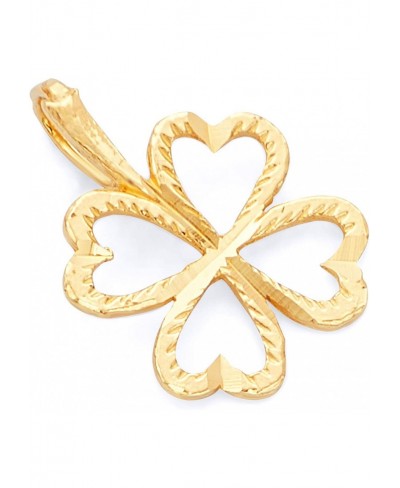 14k Real Yellow Gold Heart Clover Charm Pendant $47.11 Pendants & Coins