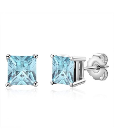 Genuine Gemstone Earrings Light Blue Topaz 925 Sterling Silver Stud Earrings $33.88 Stud