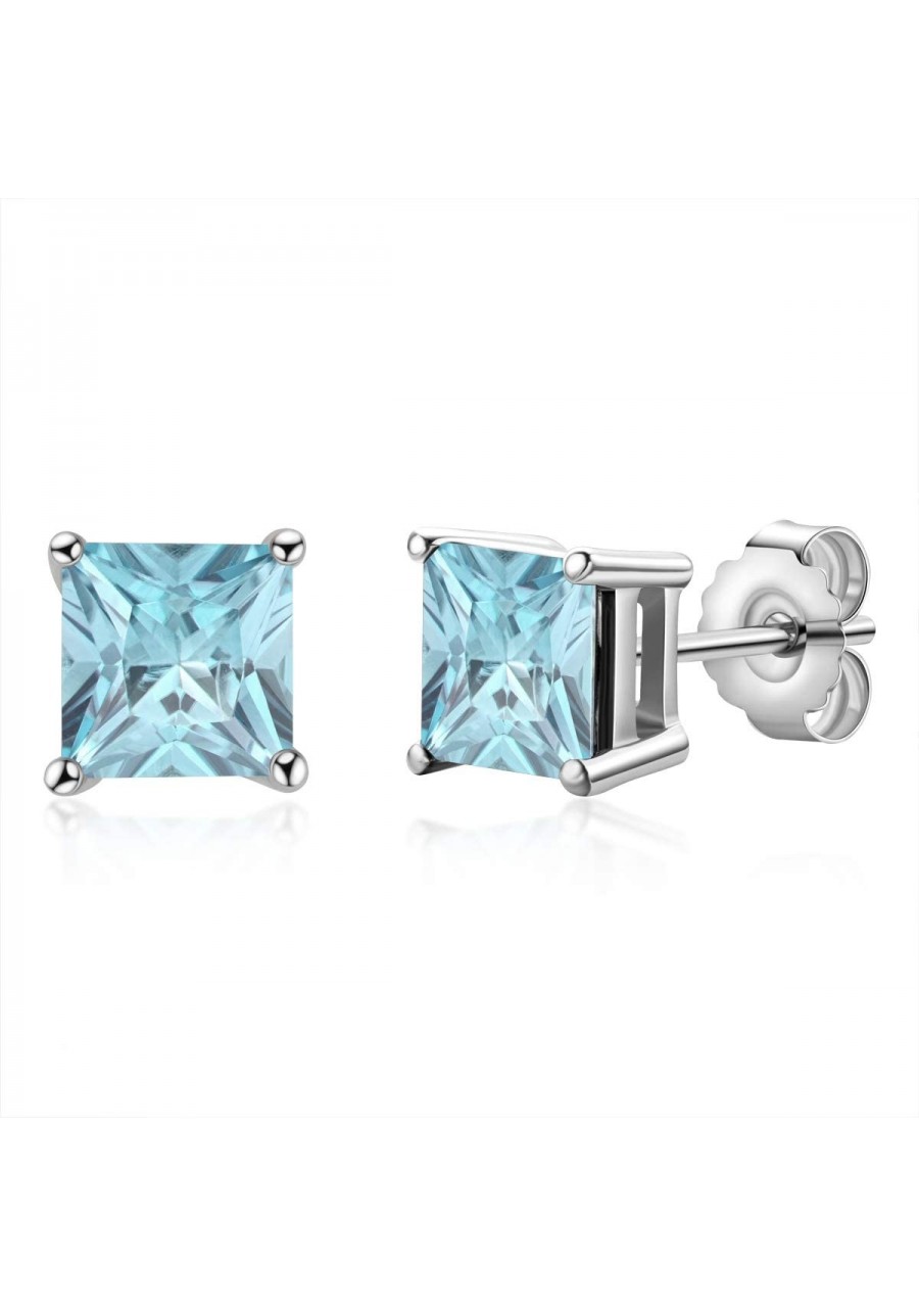 Genuine Gemstone Earrings Light Blue Topaz 925 Sterling Silver Stud Earrings $33.88 Stud