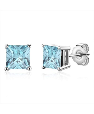 Genuine Gemstone Earrings Light Blue Topaz 925 Sterling Silver Stud Earrings $33.88 Stud