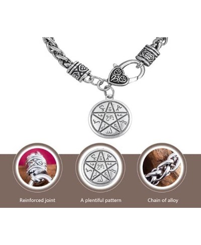 Star Pentagram Of Success & Wealth Pewter Wiccan Pendant Big Lobster Clasp Wheat Chain Bracelet $12.35 Link