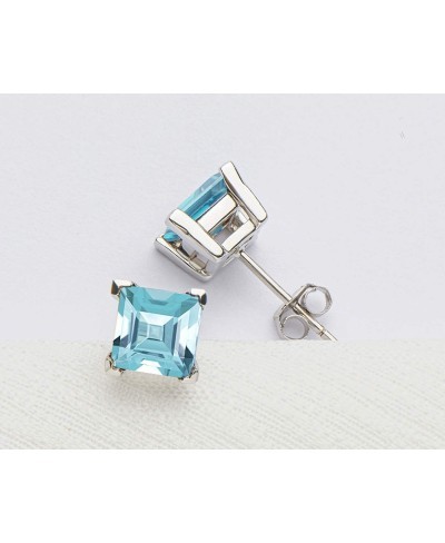 Genuine Gemstone Earrings Light Blue Topaz 925 Sterling Silver Stud Earrings $33.88 Stud