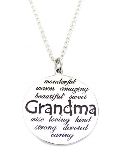 Grandma Inspirational Message Charm Sterling Silver Necklace 18 inch Grandmother Jewelry $33.98 Pendants & Coins