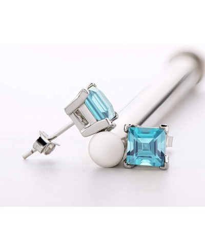 Genuine Gemstone Earrings Light Blue Topaz 925 Sterling Silver Stud Earrings $33.88 Stud