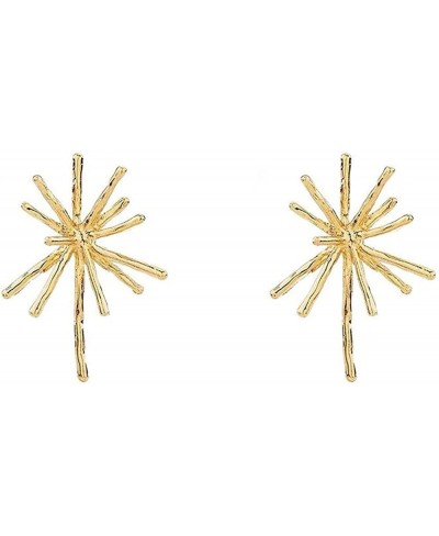 Gold Metal Firework Stud Earrings Women Big Earrings Studs Statement Chandelier Earrings $9.95 Stud