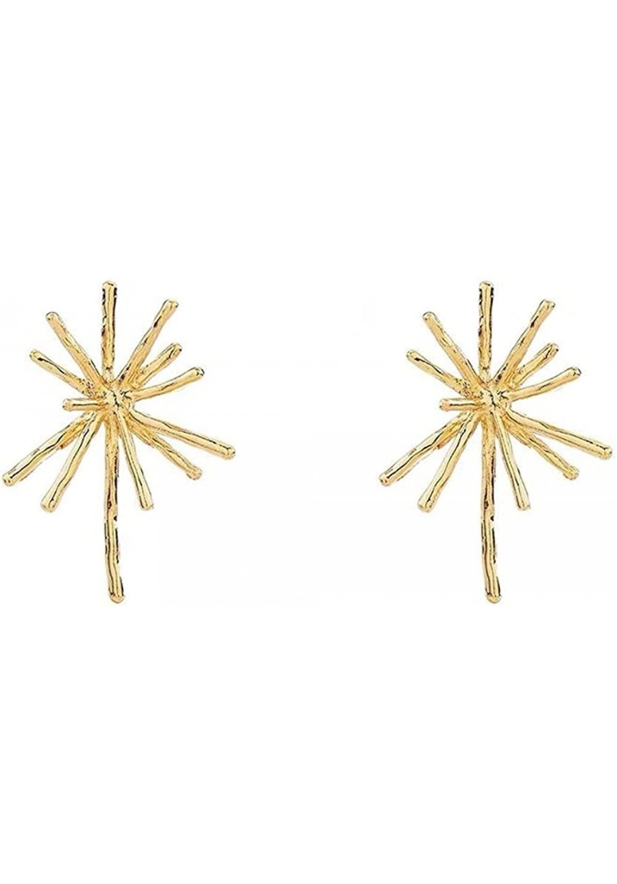 Gold Metal Firework Stud Earrings Women Big Earrings Studs Statement Chandelier Earrings $9.95 Stud