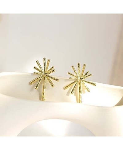 Gold Metal Firework Stud Earrings Women Big Earrings Studs Statement Chandelier Earrings $9.95 Stud