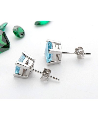 Genuine Gemstone Earrings Light Blue Topaz 925 Sterling Silver Stud Earrings $33.88 Stud