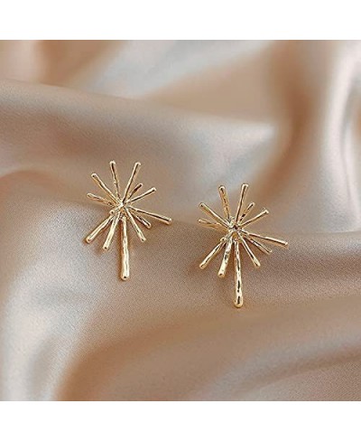 Gold Metal Firework Stud Earrings Women Big Earrings Studs Statement Chandelier Earrings $9.95 Stud