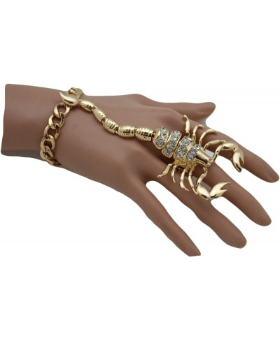 Women Fashion Jewelry Hand Chain Metal Long Scorpion Wrist Bracelet Slave Ring Gold $14.62 Link