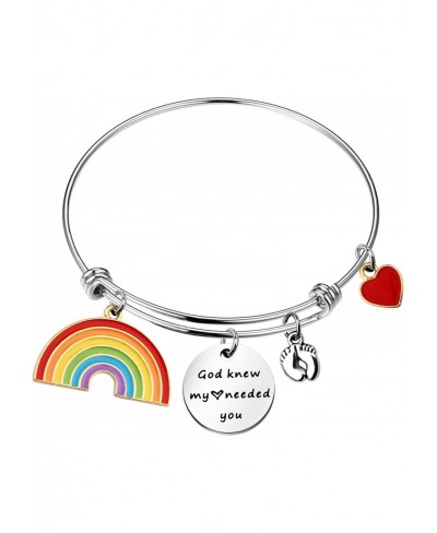 Rainbow Baby Gift God Knew My Heart Needed You Bracelet Christian Jewelry Gift for New Mom New Mommy Jewelry $8.70 Bangle