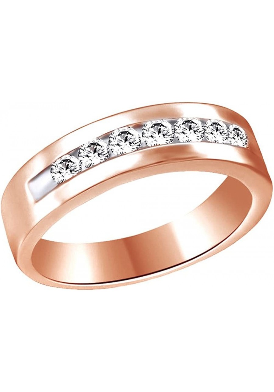 US White Cubic Zirconia Anniversary Band Ring in 14k Rose Gold Over Sterling Silver $34.73 Anniversary Rings