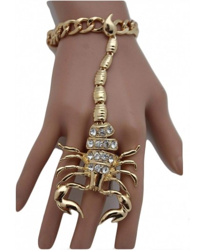 Women Fashion Jewelry Hand Chain Metal Long Scorpion Wrist Bracelet Slave Ring Gold $14.62 Link