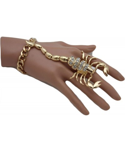 Women Fashion Jewelry Hand Chain Metal Long Scorpion Wrist Bracelet Slave Ring Gold $14.62 Link