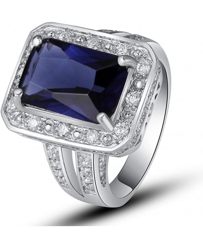 925 Sterling Silver Created Sapphire Gemstone Filled Chic Cocktail Ring for Women $8.39 Statement