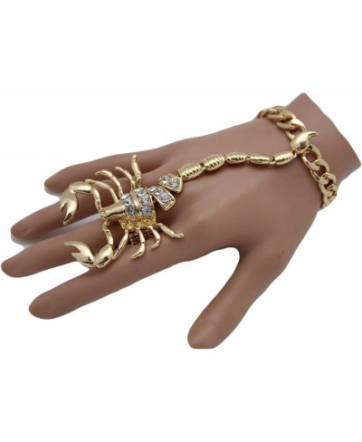 Women Fashion Jewelry Hand Chain Metal Long Scorpion Wrist Bracelet Slave Ring Gold $14.62 Link