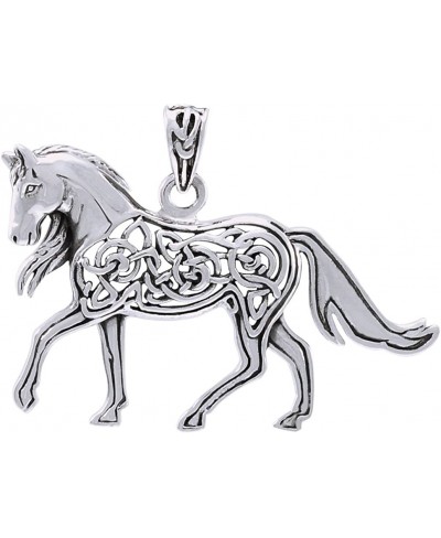 Large Celtic Knot Horse Equestrian Sterling Silver Pendant $36.05 Pendants & Coins