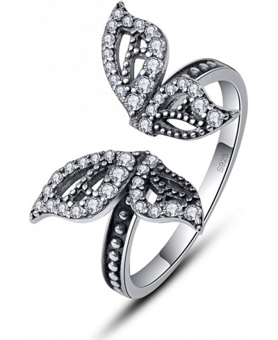 Butterfly Ring 925 Sterling Silver Cubic Zirconia Butterfly Ring Thumb Rings for Women Adjustable Open Ring $26.38 Statement