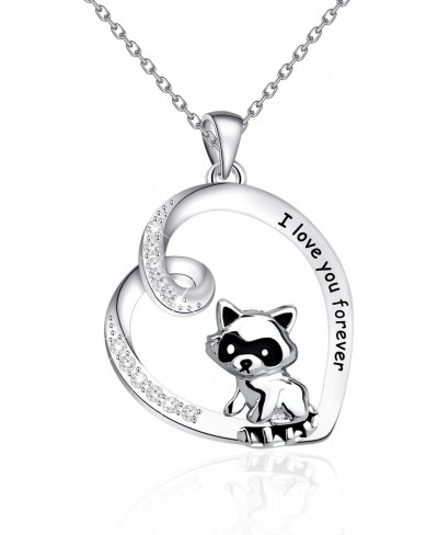 Raccoon Gifts I Love You Forever Animal Raccoon Love Heart Pendant Necklace Raccoon Jewelry for Raccoon Lovers Girls Women An...