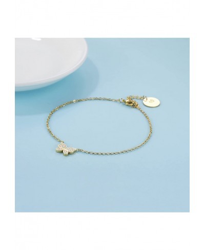 18K Gold Plated Butterfly Anklet with Zircon Gem for Women Teen Girls Gold Tone Finish Unique Charm Ankle Bangle Jewelry Gift...