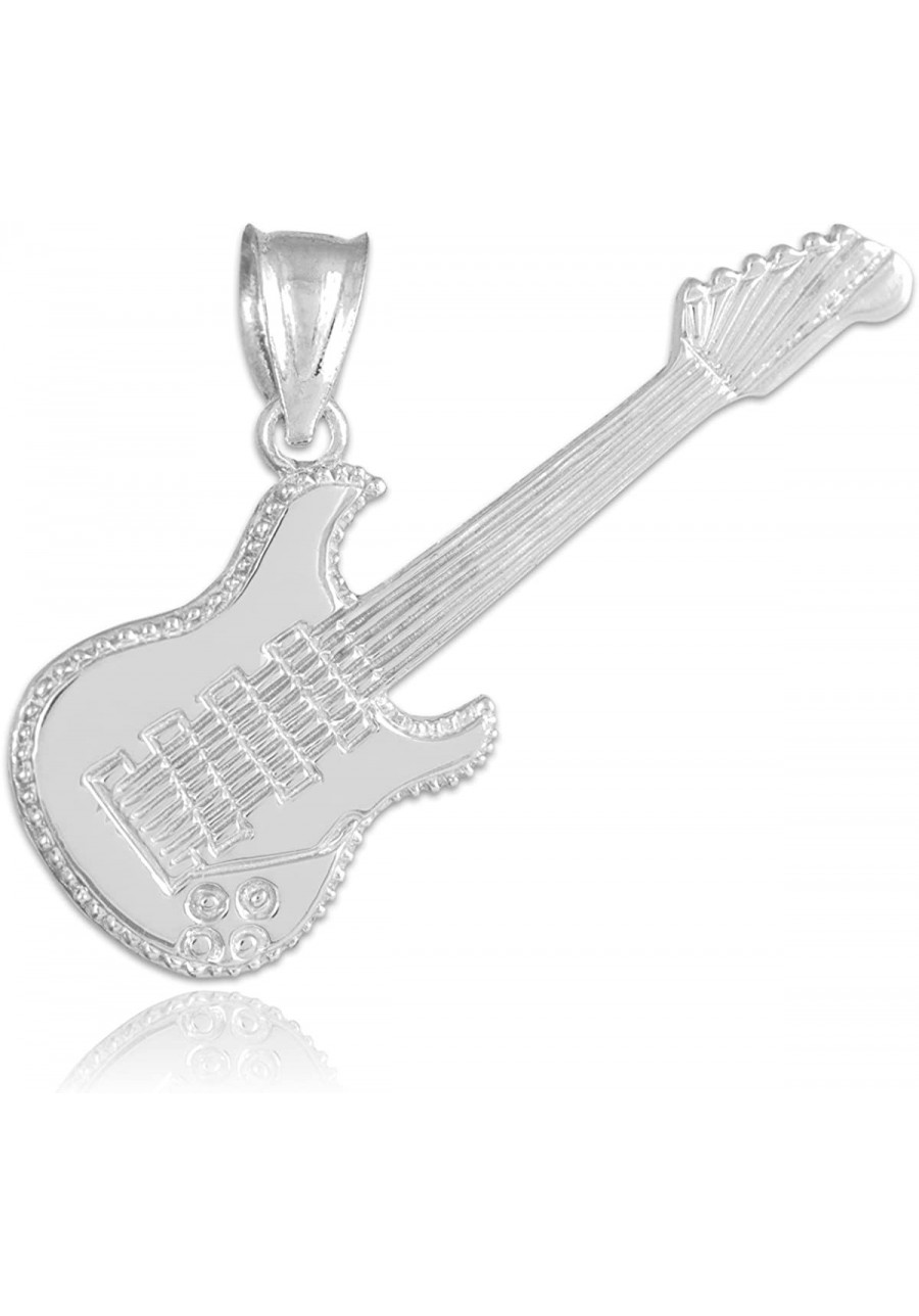 925 Sterling Silver Music Charm Electric Guitar Pendant $24.60 Pendants & Coins