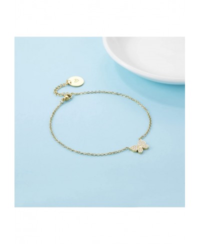 18K Gold Plated Butterfly Anklet with Zircon Gem for Women Teen Girls Gold Tone Finish Unique Charm Ankle Bangle Jewelry Gift...