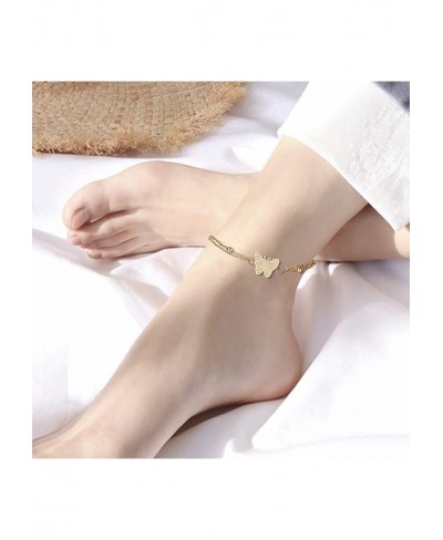 18K Gold Plated Butterfly Anklet with Zircon Gem for Women Teen Girls Gold Tone Finish Unique Charm Ankle Bangle Jewelry Gift...