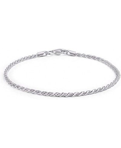 925 Sterling Silver French Diamond Rope Bracelet 7" 7.5" 8 Inch Chain for Women Girls Birthday Gift - Made in Italy Nickel Fr...