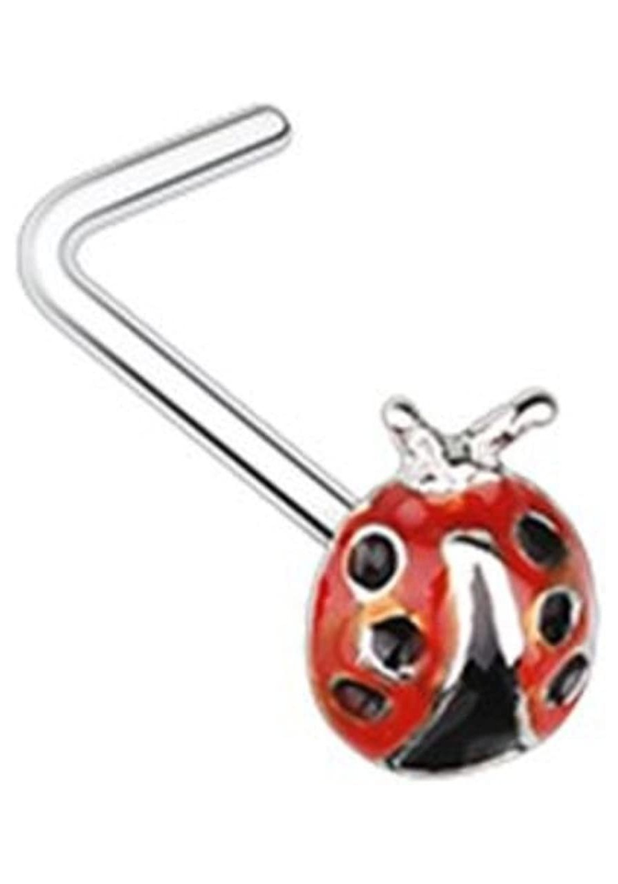 Dainty Ladybug L-Shape Nose Ring $21.33 Piercing Jewelry