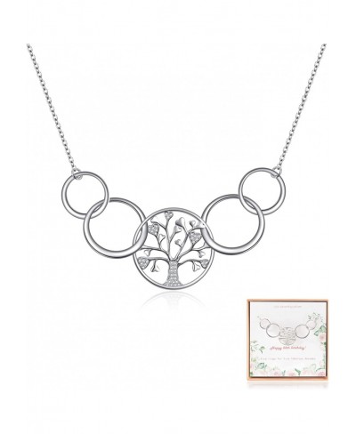 50th Birthday Gifts for Women Tree of Life Necklace for Mother Sterling Silver Five Circle 5 Decade Jewelry 50 Years Old $44....