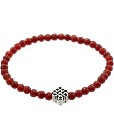 4mm Smooth Round Red Agate (Carnelian) Stretch Bracelet with Celtic Knot Centerpiece 6.5 $13.16 Strand