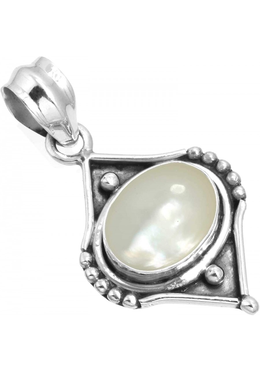 Solid 925 Sterling Silver Gemstone Handmade Pendant for Women (99526_P) $23.76 Pendants & Coins