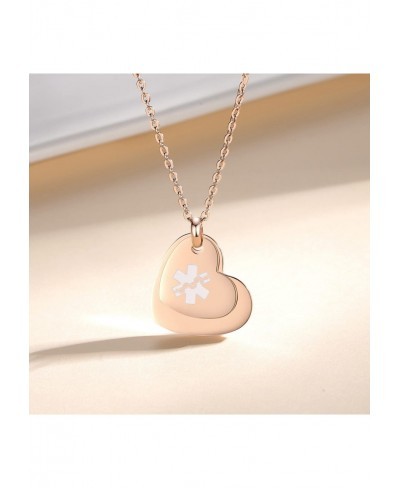 Heart Medical Alert Necklace for Women Heart id Charm with Free Engraving $22.93 Pendant Necklaces