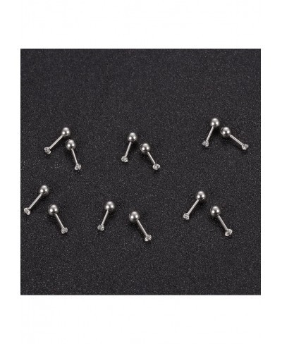 6 Pairs 18G Cubic Zirconia Stud Earrings Set for Women Men 316L Hypoallergenic Surgical Stainless Steel Piercing Cartilage Fa...