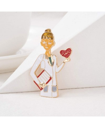 Nurse Doctor Brooch Pin Heart Lapel Pin Funny Button Badge for Men Women Clothes Jewelry Nurse Pharmacist Doctor Gift 1 Set/4...