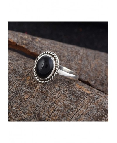 Natural Gemstone Rope Design 925 Sterling Silver Statement Ring Anniversary Jewelry Gift for Women Labradorite/Sunstone/Onyx/...