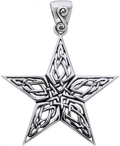 Sterling Silver Celtic Knot Work Star Pentacle Pendant $44.14 Pendants & Coins