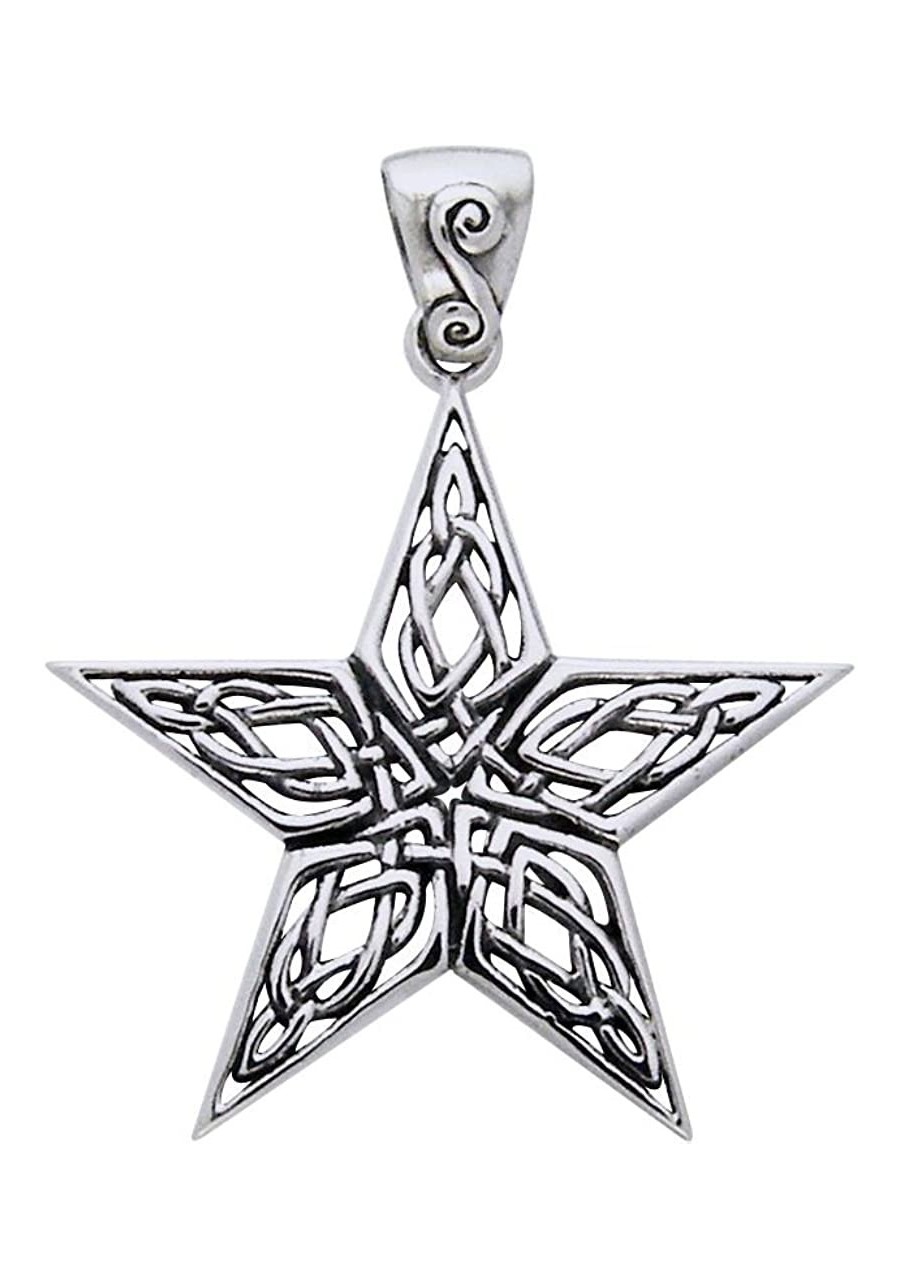 Sterling Silver Celtic Knot Work Star Pentacle Pendant $44.14 Pendants & Coins