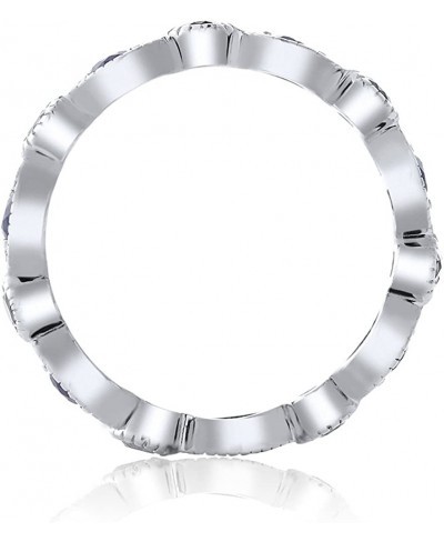 925 Sterling Silver White and Blue Created Sapphire Women Eternity Ring (0.70 Cttw Available 5 6 7 8 9) $24.49 Eternity Rings