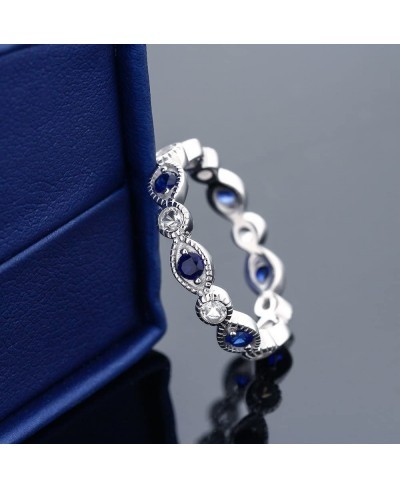 925 Sterling Silver White and Blue Created Sapphire Women Eternity Ring (0.70 Cttw Available 5 6 7 8 9) $24.49 Eternity Rings