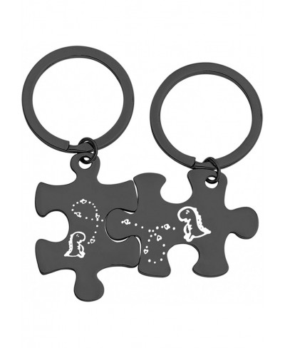 Dinosaur Couple Gifts Dinosaur Puzzle Keychain Set Dino Fans Gift Funny Dinosaur Obsessed Gift $19.35 Pendants & Coins