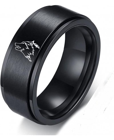 Viking Wolf Spinner Ring for Men Women Stainless Steel Wolf Head Wolves Spirit Anxiety Band Ring Fenrir Wolf Finger Rings Wol...