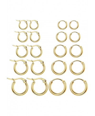 8 Pairs Small Hoop Earrings Set Stainless Steel Hoop Earrings for Women Hypoallergenic Nickel Free Silver Gold Hoop Earrings ...