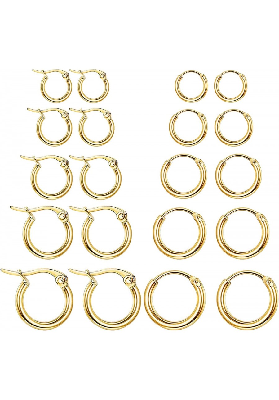 8 Pairs Small Hoop Earrings Set Stainless Steel Hoop Earrings for Women Hypoallergenic Nickel Free Silver Gold Hoop Earrings ...