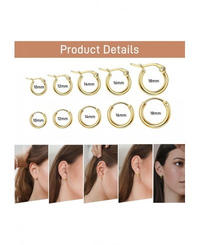 8 Pairs Small Hoop Earrings Set Stainless Steel Hoop Earrings for Women Hypoallergenic Nickel Free Silver Gold Hoop Earrings ...