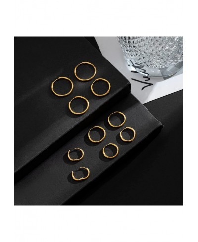 8 Pairs Small Hoop Earrings Set Stainless Steel Hoop Earrings for Women Hypoallergenic Nickel Free Silver Gold Hoop Earrings ...