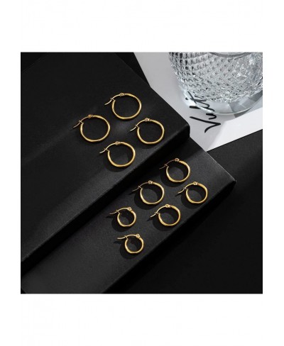 8 Pairs Small Hoop Earrings Set Stainless Steel Hoop Earrings for Women Hypoallergenic Nickel Free Silver Gold Hoop Earrings ...