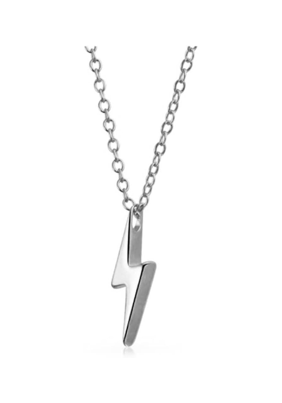 Flash Jewelry Rhodium Plated Sterling Silver Lightning Bolt Pendant Necklace $28.79 Pendant Necklaces