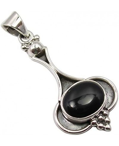 Sterling Silver Black Onyx tcw 2.7 Necklace Pendant 1.5 $17.07 Pendants & Coins